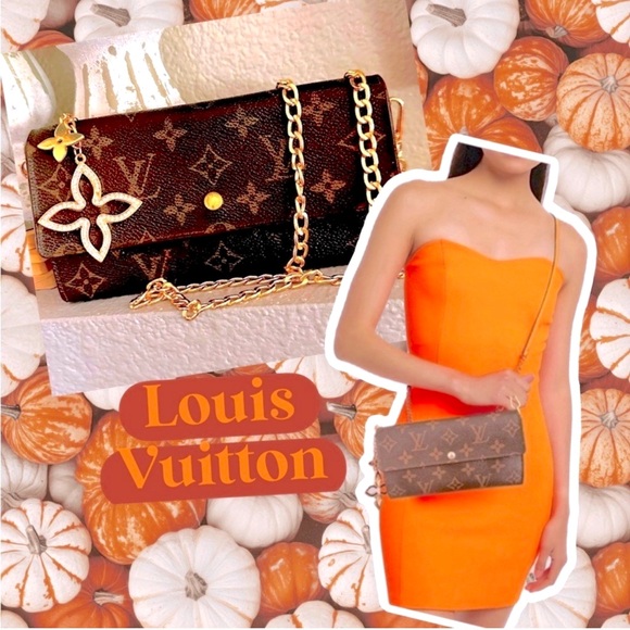Louis Vuitton monogram long Sarah wallet converted to Crossbody vintage - Picture 1 of 15